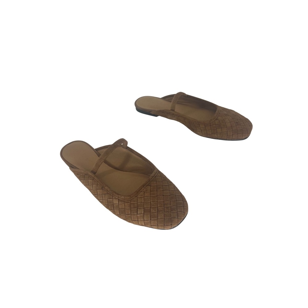 Madewell Greta Ballet Flat Mule Warm Hickory Woven Suede Leather Shoes Size 8 - Picture 3 of 14